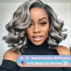 10 Inch Salt and Pepper Body Wave Short Bob Wig